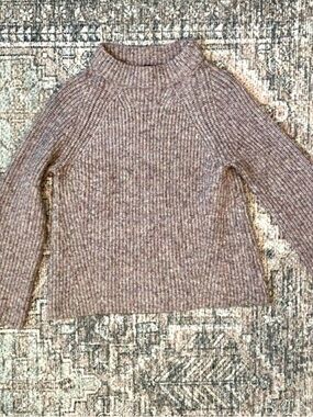 Ann Taylor Purple Marled Knit Sweater S Mock Neck Soft Textured Cozy Fall Winter